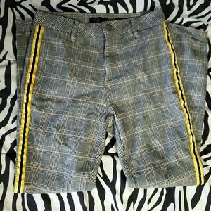 Yellow Plaid Pants with Racing Stripe